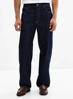 Ochre-topstitching indigo jean