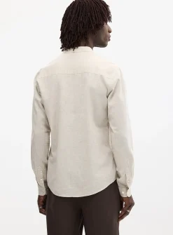 Officer collar organic cotton and linen shirt