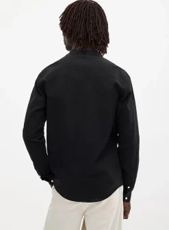 Officer collar organic cotton and linen shirt