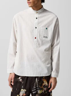 Officer collar slip-on floral shirt
