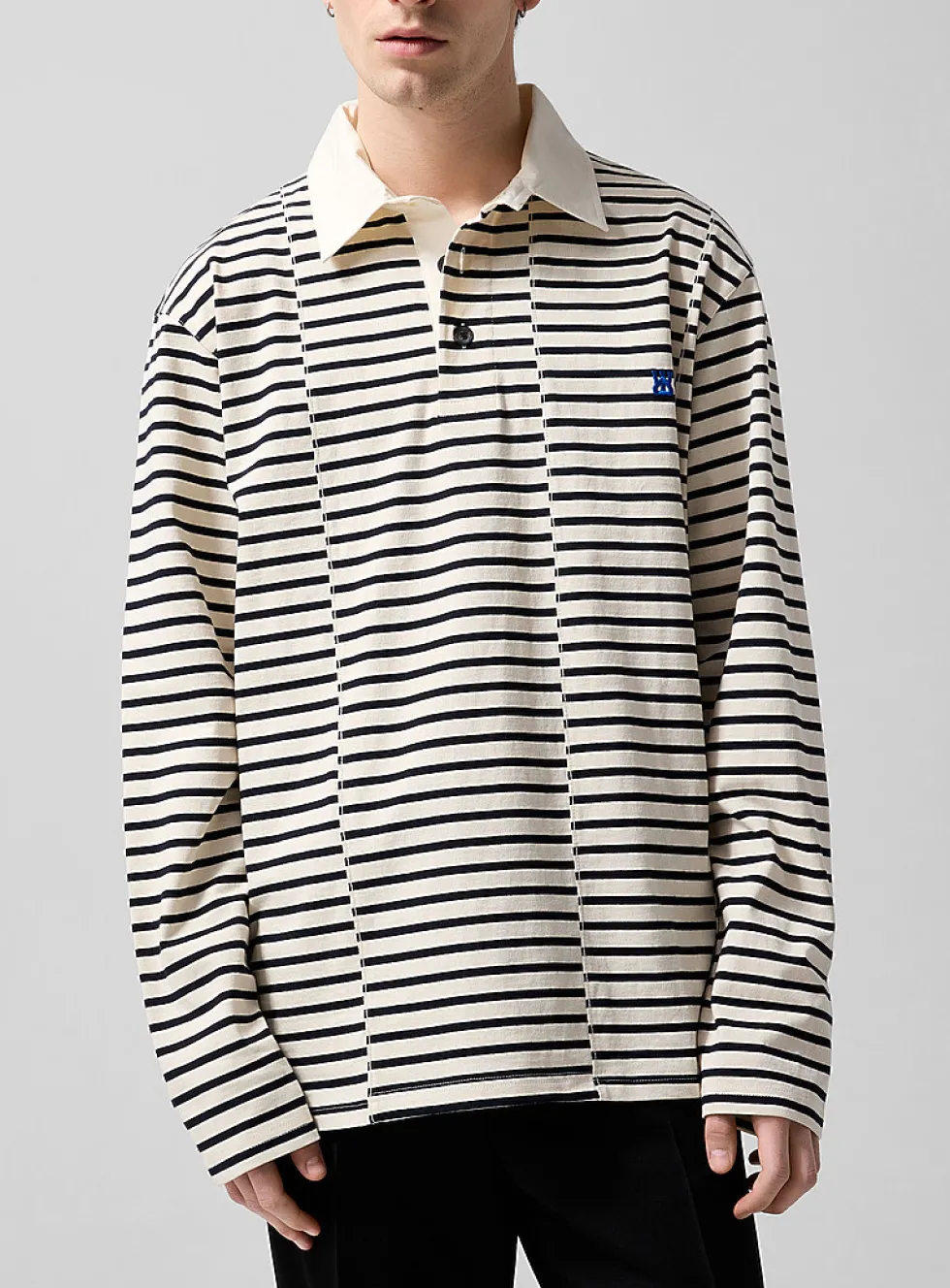 Offset stripes rugby polo shirt