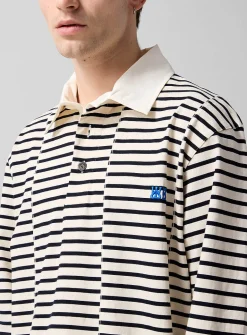 Offset stripes rugby polo shirt