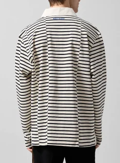 Offset stripes rugby polo shirt