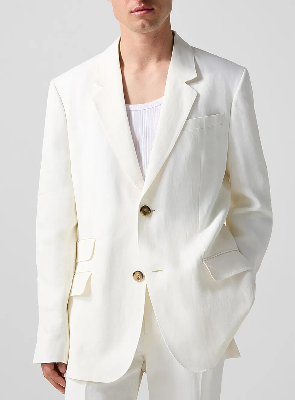 Off-white linen-blend jacket