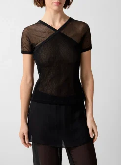 Olimpia crossover batwing-sleeve tulle T-shirt