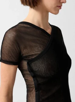 Olimpia crossover batwing-sleeve tulle T-shirt