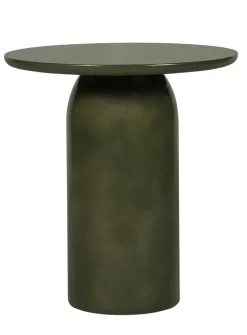 Olive green round concrete table