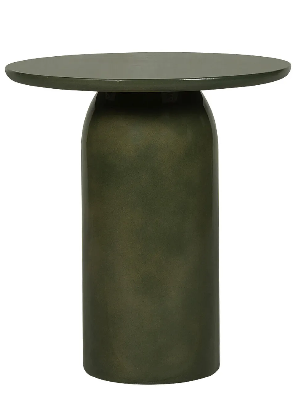 Olive green round concrete table