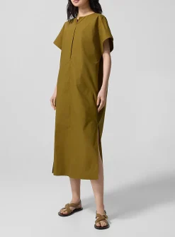 Olive poplin midi dress