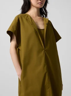Olive poplin midi dress