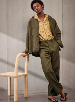 Olive pure linen pant