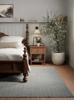Oliver topstitched lines handcrafted rug