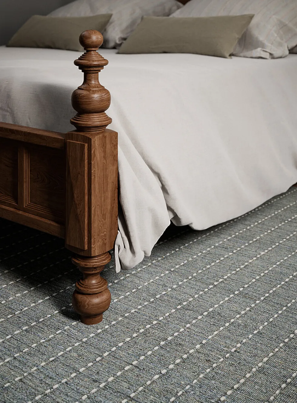 Oliver topstitched lines handcrafted rug