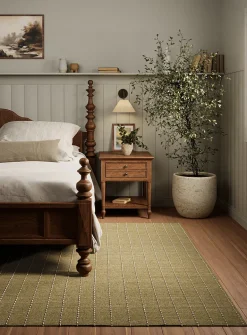 Oliver topstitched lines handcrafted rug