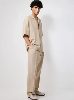 Open-collar linen shirt