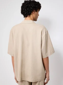 Open-collar linen shirt