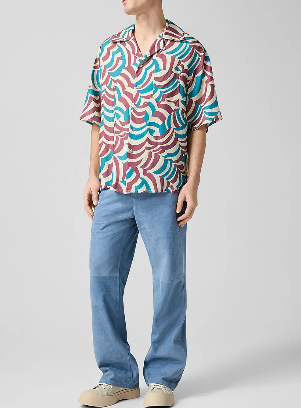 Openwork blue suede pant