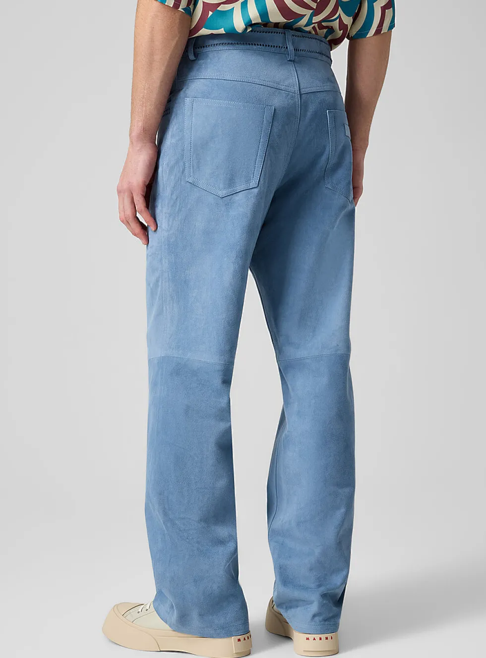 Openwork blue suede pant