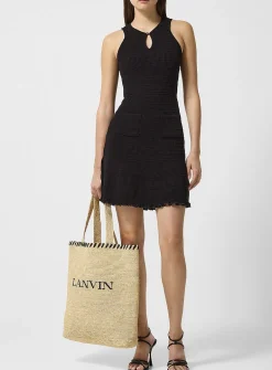 Openwork collar knit minidress