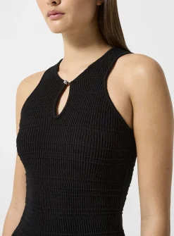Openwork collar knit minidress