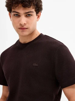 Openwork dot knit T-shirt