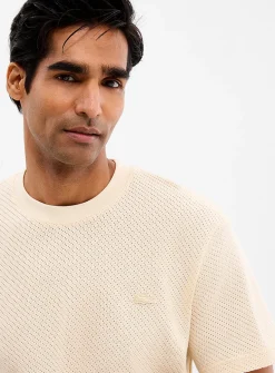 Openwork dot knit T-shirt