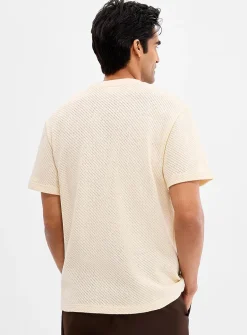 Openwork dot knit T-shirt