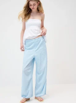 Openwork embroidery parachute pant