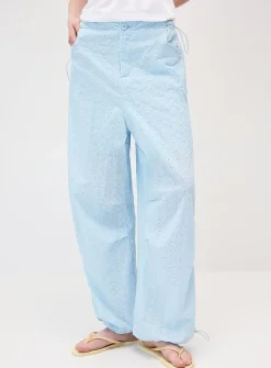 Openwork embroidery parachute pant