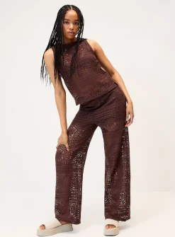 Openwork knit boxy-fit cami