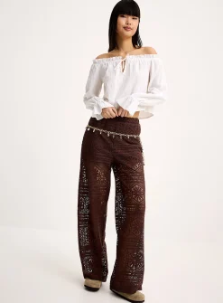 Openwork knit pant