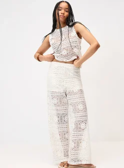 Openwork knit pant