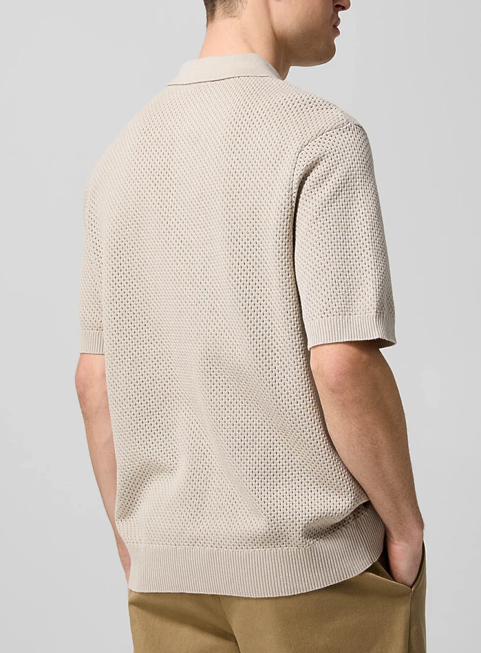 Openwork knit polo shirt
