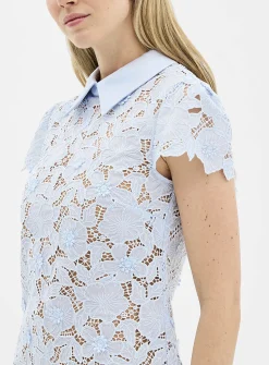 Openwork lace blue minidress
