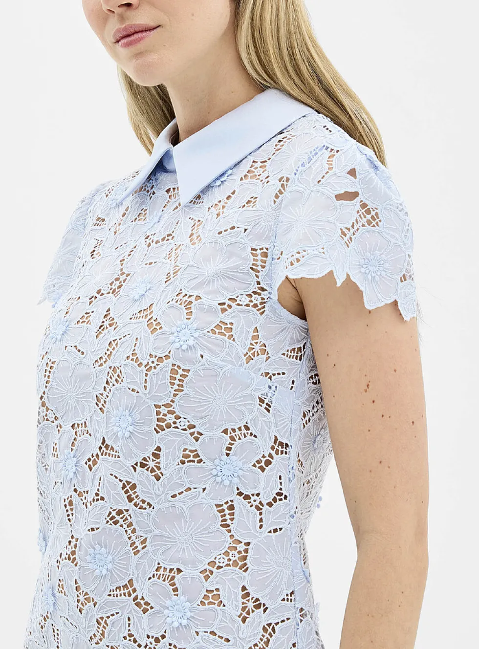 Openwork lace blue minidress