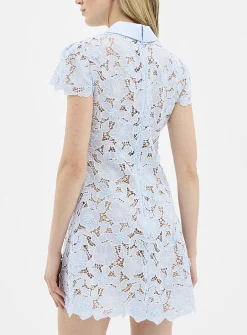 Openwork lace blue minidress