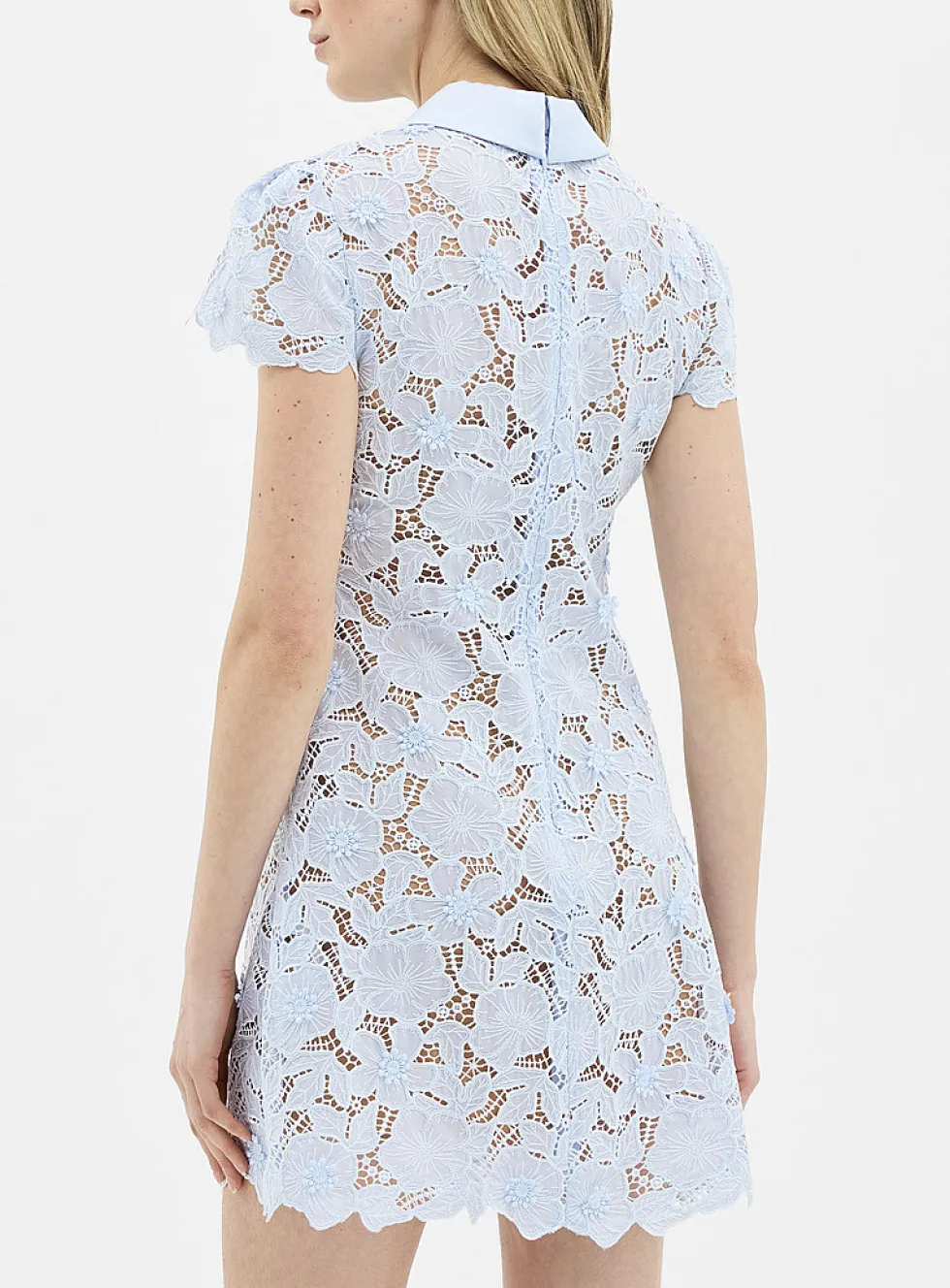 Openwork lace blue minidress