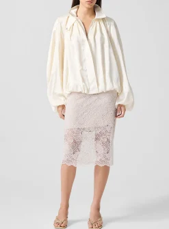 Openwork lace pencil skirt