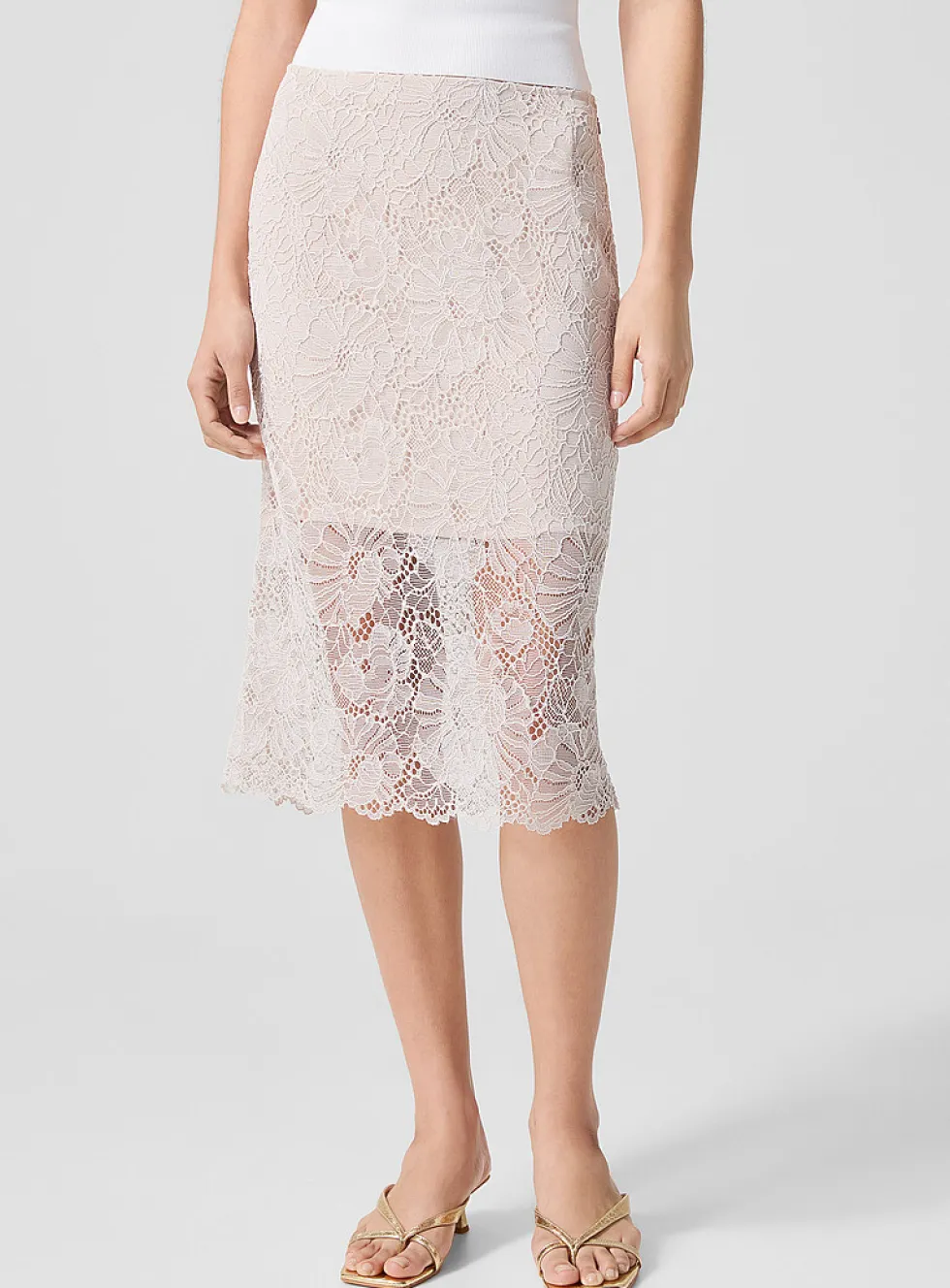 Openwork lace pencil skirt