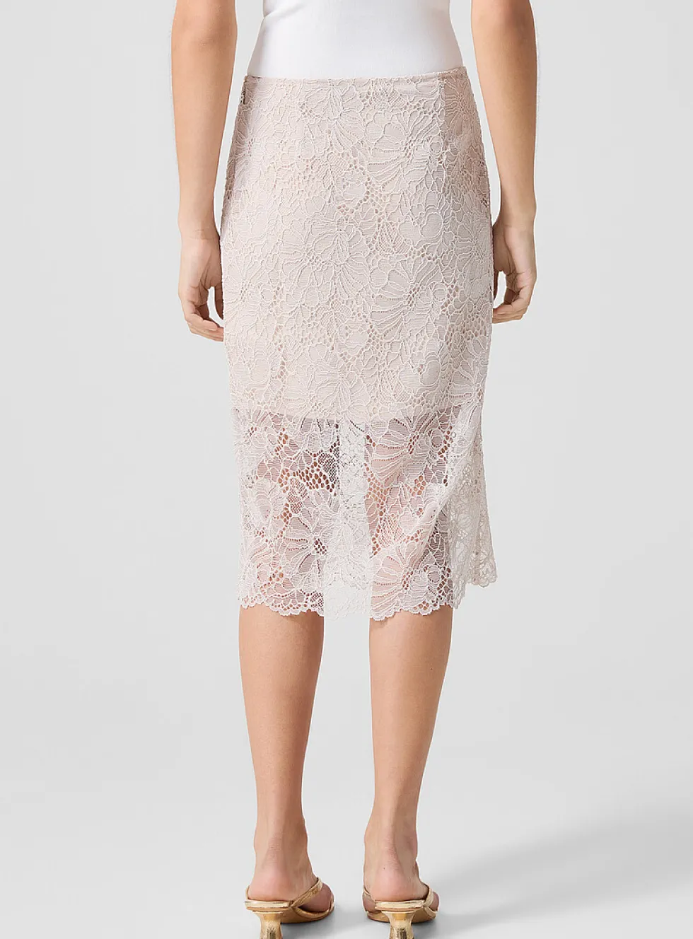 Openwork lace pencil skirt