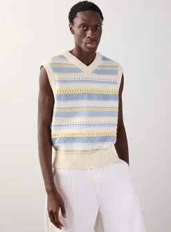 Openwork pastel stripe sweater vest