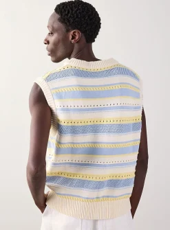 Openwork pastel stripe sweater vest