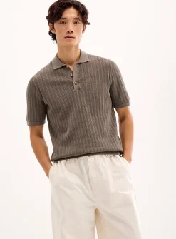 Openwork stripe polo