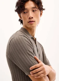 Openwork stripe polo