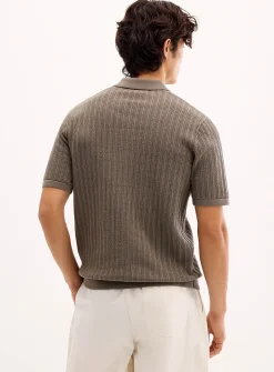 Openwork stripe polo
