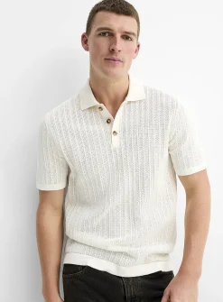 Openwork stripe polo