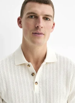 Openwork stripe polo