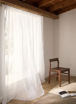 Openwork stripes sheer curtain