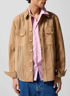 Openwork suede shirt