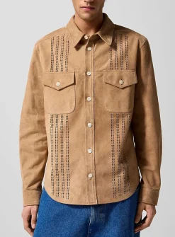 Openwork suede shirt